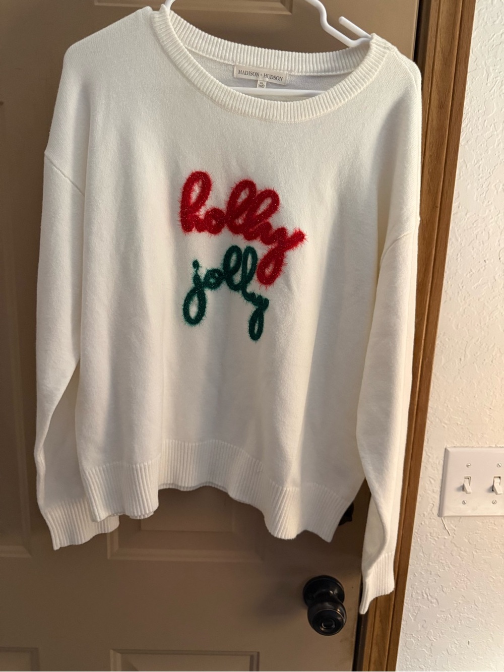 Cream 'Holly Jolly' Crewneck Sweater